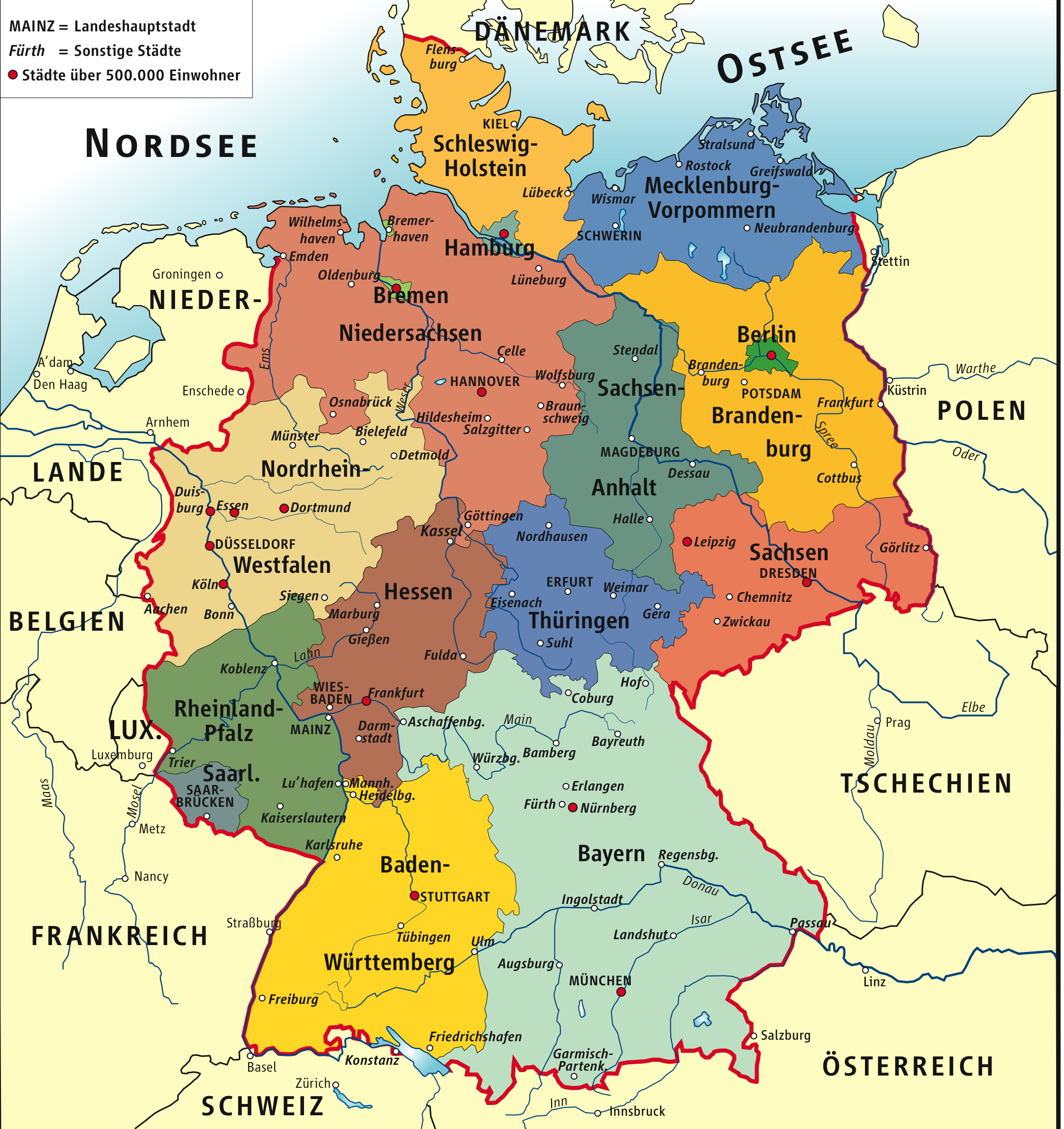 Allemagne De L'est : Carte de l'Allemagne - Carte des villes, du relief ...